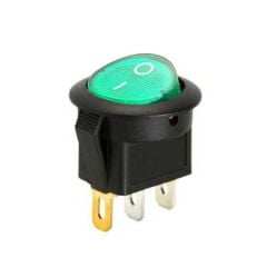 Yuvarlak Işıklı Anahtar Yeşil 3 Soketli